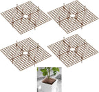 4 Pcs Plant Pot Cover Plant Protector from Animal 30cm/11.8" Plant Pot Grid with Center Cutout Flower Cover Soil Protectors for Plants (Brown)