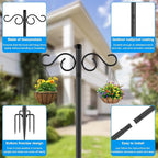 Adjustable Shepherd Hooks for Outdoor,1 Pack 90 Inch 5 Prong Base Bird Two Sided Feeder Poles,Heavy Duty Shepherds Hook,Suitable for Garden in Hanging Flower Basket,Lantern,Bird Nests(1 Pack 90 inch)