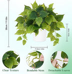 Waipfaru Faux Plants Indoor with Ceramic Pots, Realistic Small Fake Plants, Fake Plants with Pothos, Fake Potted Plants, Artificial Plant for Home Shelf Bathroom Kitchen Office Indoor Outdoor Decor