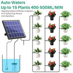 NFESOLAR 3W Solar Automatic Drip Irrigation Kit with LCD Timer, Customizable Watering Duration 1–30min & Interval 3h–7d, Anti-Siphoning Device for Potted Plants, Balcony, Garden, Patio, Vacation
