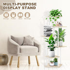 6 Tier Plant Stand Indoor, Thickened Metal Wood Corner Plant Shelf Stands for Multiple Plants, Indoor Tall Plants Stand Tiered Flower Holder for Living Room Patio Garden Balcony(White+Oak)