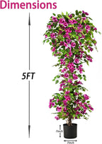Artificial Bougainvillea Tree -5FT Faux Bougainvillea Tree with Realistic Flowers, Tall Fake Flower Tree for Indoor or Outdoor Decor, Silk Floral Plant for Living Room, Porch, Garden (Purple)