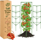 Halatool 3 Pack Tomato Cages for Graden 60 Inch, Adjustable Metal Tall Heavy Duty Tomato Trellis Plant Support, Foldable Tomatoes Stakes for Climbing Vegetables Flowers Fruits