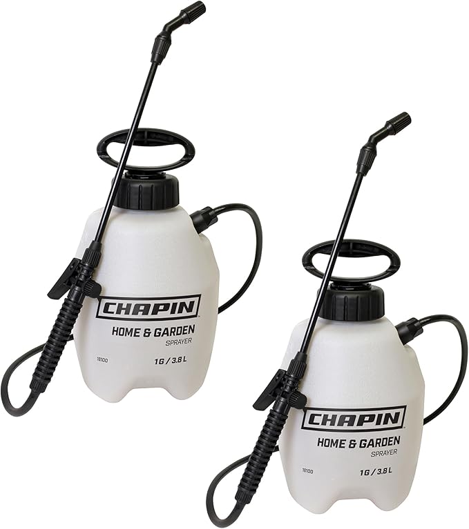 Chapin 16109 Pump Sprayer, 1‑Gallon, Lawn & Garden, Translucent Poly Tank, Adjustable Cone Nozzle, Ergonomic Handle & in‑Tank Filter for Herbicides, Pesticides, Fertilizers & Cleaning Tasks, 2 Pack