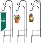 GOFORWILD Shepherd Hook 6 Pack Black, 33 inches Tall, Made of Premium Metal for Garden Decor, Plant Hanger, Lantern Hook, Solar Light Hanging, 7011-3