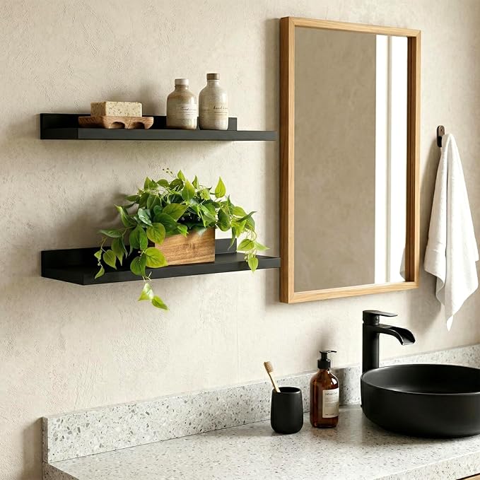 MyGift Vibrant Lifelike Artificial Plant Pothos Leafy Vine Greenery in Natural Solid Acacia Wood Rectangular Planter Box