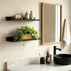 MyGift Vibrant Lifelike Artificial Plant Pothos Leafy Vine Greenery in Natural Solid Acacia Wood Rectangular Planter Box