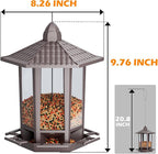 Birdream 4 Pack Bird Feeders for Outdoor Hanging, 10 LB Fun Installation Retro Pagoda Design Bird Feeder, Attracting Wild Birds Chickadees Goldfinches Cardinals Finches and Sparrows (Brown)