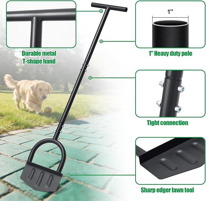 Edger Lawn Tool, 41.8” Manual Lawn Edger Tool with Ergonomic T-Grip & Wide Footplate, Metal Half Moon Grass Edgers for Garden Yard Landscaping Maintenance
