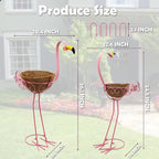 J-Fly Set of 2 Pink Flamingos Metal Potted Plants Holders with Coconut Flower Pots, Christmas Yard Flamingos Plant Stand Indoor & Outdoor, Floral Garden Christmas Decor, Flower Pots Stand Outdoor