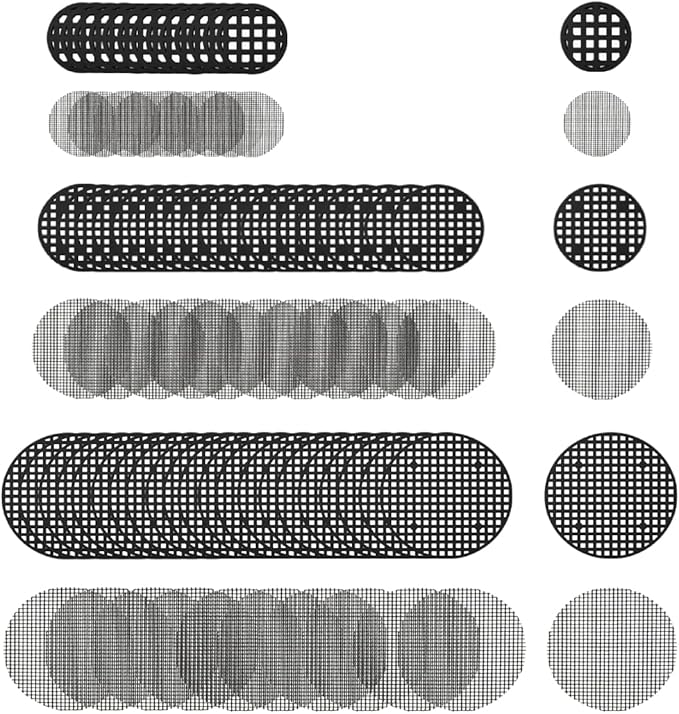300 PCS Circular Flowerpot Hole Net Pads, 2 Styles and 6 Sizes, Flowerpot Soil Prevention, Leakage Prevention and Ventilation Pads, Indoor and Outdoor Plant Drainage Pads