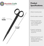 Mandala Crafts 10 Inches Black Stainless Steel Straight Aquarium Scissors for Trimming Aquatic Plants – Long Aquascape Scissors for Fish Tanks, Hospital Tanks, Goldfish Bowls, and Terrariums