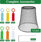 Cyrico 12 Pcs Plant Protectors from Animals, Chicken Wire Cloche Kit with Stakes and Labels, Metal Mesh Garden Cloches Keeps Out Rabbits, Squirrels and Birds for Seedlings Vegetables Flowers Outdoor