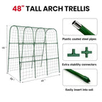 Cucumber Trellis for Raised Bed, Garden Trellis for Climbing Plants Outdoor, Metal Arch Trellis U-Shape Vegetables Support for Tomotoes Grape Vines Beans Peas (Green, 48" L x 24" W x 48" H)