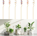 Threehoney 6 Pcs Crystal Plant Trellis for Potted Plants, 9.84'' Metal Plant Stakes with Natural Crystal Suncatcher, Indoor Outdoor Climbing Vegetation Support Stake for Home Garden Decor Gift
