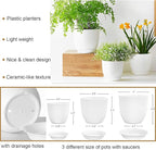 Macrame Plant Hangers with Pots and Saucers, 3 Pack Hanging Planters for Indoor Plants Hanging Plant Holders with Hooks 34" / 26" / 20"