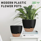 YNNICO 12" 10" 9" Large Self Watering Plant Pots, 3 Pack Flower Pots Planters with Multi Mesh Drainage Holes for Indoor Outdoor Garden Plants and Flowers (Black)