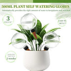 3 Pack Self Watering Globes for Indoor Plant Plastic Water Bulbs 17.5 oz Automatic Watering Planter Insert Top Fill with Slow Release Control Plants Watering Devices System, Water Spikes Stakes