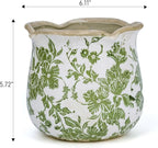 Dosayes Rustic Ceramic Planter, 6 Inch Tuscan Vintage Flower Pot with Drainage, Farmhouse Garden Pot for Indoor Plants, Kitchen & Garden Tuscan Decor, Plant Lover Gift (Green)