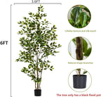 Bailikang Artificial Ficus Tree Indoor 6ft, Large Potted Faux Tree with Realistic Silk Leaves & Trunk for Home Office, Living Room Corner Decor