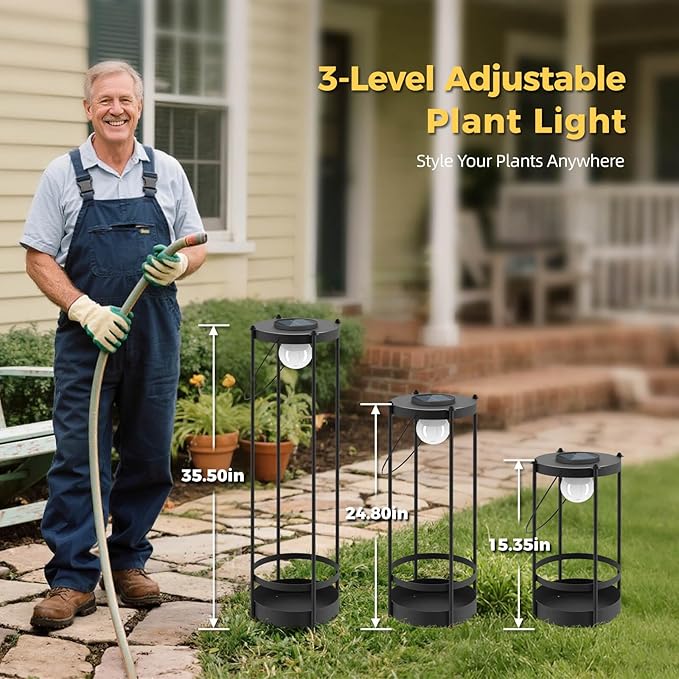 Outdoor Solar Floor Lamp 2-Pack with Plant Stands – Tall Solar Powered Patio & Garden Floor Lamps, Waterproof Standing Lights for Yard, Porch & Outdoor Décor (35.5" H - 2Pack)