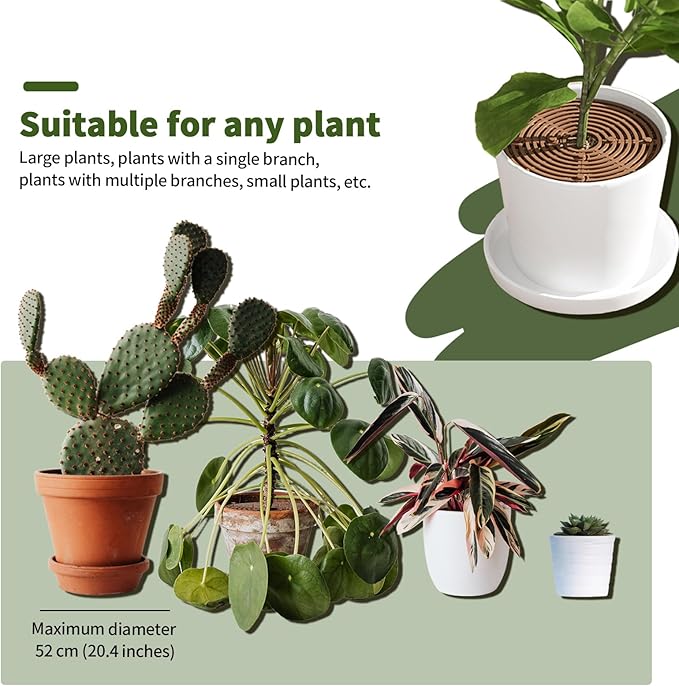 20.5 Inch Large Round Plant Pot Grid Cover, Cuttable Flower Pot Soil Covers Protectors from Animals, Dog Cat Digging Stopper with Deep Stakes for Indoor Outdoor Gardening (Coffee)