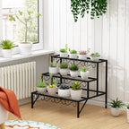 3 Tier Metal Plant Stand Outdoor Indoor, Heavy Duty Flower Pot Holder Display Shelf,Multifunctional storage rack for Patio Garden Livingroom Bedroom,Black