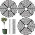 3 Pcs Plant Pot Grids, 11.8 in Cuttable Grid Flower Pot Covers with 24 Stakes, ABS Plant Flower Protectors, for Indoor Outdoor Plants, Pets Digging Stoppers
