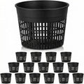 Weysat 16 Pcs Aquatic Plant Pots 6 Inch Round Pond Plant Baskets Net Pots for hydroponics Black Plastic Mesh Pond Containers for Hydroponics Live Aquarium Flowers