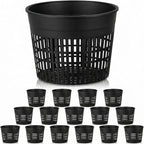 Weysat 16 Pcs Aquatic Plant Pots 6 Inch Round Pond Plant Baskets Net Pots for hydroponics Black Plastic Mesh Pond Containers for Hydroponics Live Aquarium Flowers