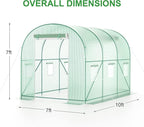 10x7x7 Walk-in Greenhouse with Watering System, Heavy Duty Green House for Outdoors, Portable Green Houses for Outside, Winter Hot House with Metal Frame & Roll-up Zipper Door Screen Windows