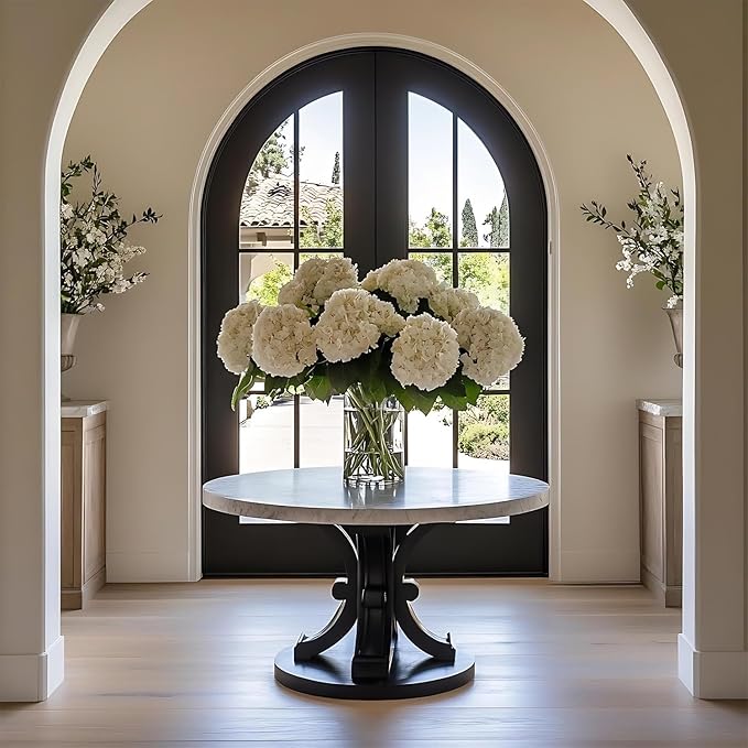 Coferset White Hydrangea Artificial Flowers 3pcs Lifelike Faux Hydrangea Real Touch Artificial Flowers for Outdoors Home Wedding Christmas Office Party Living Room Decoration,22inch