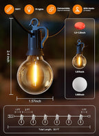 Outdoor String Patio Lights, 150FT 75 LED Patio Lights Waterproof, Connectable Shatterproof Hanging Outside String Light for Backyard, Porch, Deck, Balcony, Garden, House Decor, 2200K