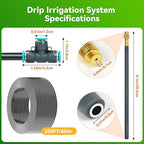 360°Adjustable Drip Irrigation System 200FT,5/16" Extra Long Garden Watering Kit with 32 Copper Nozzles,141Pcs Drip Irrigation Kit，Automatic Atomizing Plant Sprinkler for Large Yard, Greenhouse, Lawn