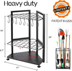 UU-Major Garden Tool Organizer,Yard Tool Rack Heavy Duty,Free Standing for Garage Corner,Garage Organization,Garage Organizers and Storage,Garden Tool Holder for Lawn,Shed,Outdoor,Metal