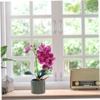 Artificial Orchid 12.6 Inch Tall Realistic Faux Orchid in A Pot Real Touch Decorative Bonsai Fake Flowers for Table Centerpieces Living Room Home Decor Purple