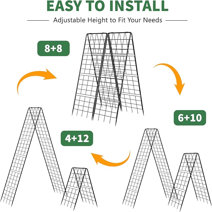 2 Pack Cucumber Trellis, 59" High Foldable A-Frame Garden Trellis for Raised Bed Garden Grow Support with Plant Support Clips Ties for Cucumber,Tomato, Climbing Plants and Flowers