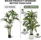 5FT Artificial Tree Dracaena Plant in Decorative Pot-Realistic Fake Plant for Indoor Outdoor Use,Home Office Living Room Decor,Real Touch Leaves,Housewarming Gift,Black Planter