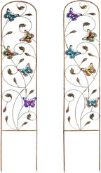 SUNNYPARK Set of 2 Butterfly Metal Garden Trellis for Climbing Plants, Decorative Vegetables Flowers Vine Trellis for Outdoor Patio 60'' H x 11'' W
