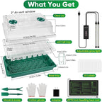 BlumWay 4-in-1 Seed Starter Tray with Grow Light &Heat Mat & Soil Meter Set,40-Cells Seedling Tray with Humidity Dome for Indoor Plant
