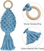 PATIKIL Macrame Hanging Planter, 10" Oval Home Air Plant Holder Decorative Flower Pot Basket for Indoor Garden, Blue