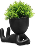 Zerzsy Bathroom Shelf Decor Accent Women Cute Cubicle Accessories Artificial Plants Pot Head Cute Human Shape Desk Decoration Office Décor for Women, Bathroom Office Plants- Set of 1