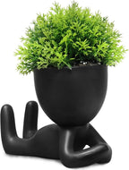 Zerzsy Bathroom Shelf Decor Accent Women Cute Cubicle Accessories Artificial Plants Pot Head Cute Human Shape Desk Decoration Office Décor for Women, Bathroom Office Plants- Set of 1