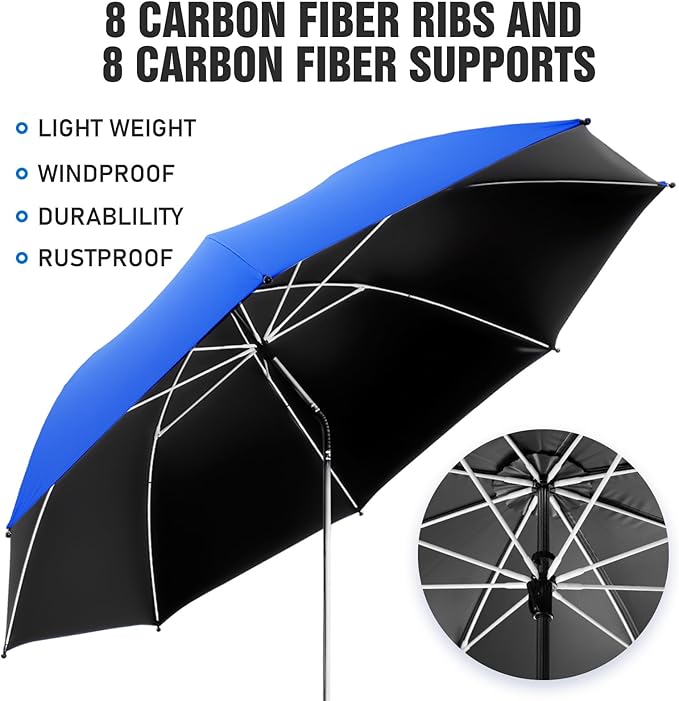 2 PACK Beach Umbrella with Clamp, 360 ° Adjustable Umbrellas for Chair, UPF50+ Umbrella for Beach Chair, Patio Chair, Wheelchair, Camping Chair, Golf Carts (Chair Not Included)