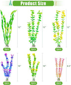 AQUANEAT Artificial Fish Tank Plants, Plastic Aquarium Accessories, Multi Color Fake Decorations, 10packs