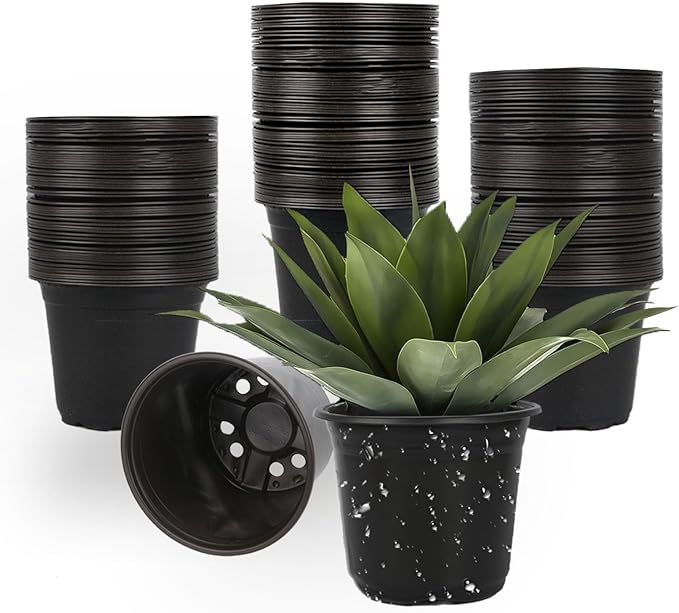 100 Packs 4 5 6 Inch Nursery Pots, Plastic Nursery Pots for Plants with Drainage Holes, Seed Starting Garden Pots of Flower Plant Container for Succulents, Transplanting (100, 4 Inch)