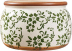 Vintage Ceramic Flower Pot - Indoor Outdoor Planters with Drainage Holes & Filter Screen, 9’’ Large Rustic Farmhouse Decorative Plant Pots for Garden/Patio/Balcony (Green Vines, Large)