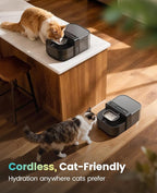 oneisall Wireless Filterless Cat Water Fountain, Separate Clean and Dirty Water Pet Fountain with Stainless Steel Bowl, 3.5L/118oz Quiet No Filter Smart FreshFill Automatic Cat Water Dispenser, Black