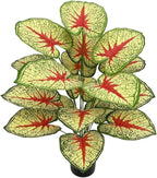 Artificial Caladium Plant with Red and Green Leaves, Red Leaf Artificial Plants Decoration Simulated Bonsai Potted Decor Home Room Party Wedding Office Floor (Yellow(No Flowerpot), 75cm)