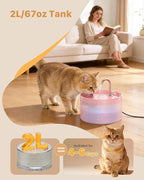 Cat Water Fountain for Cats Indoor: 67oz/2L GIOTOHUN Cat Fountain - Silent Pet Water Fountain for Drinking - Pink Cat Drinking Founttain - Faucet Pet Fountain - Contains 6 Filters + 3 Sponges